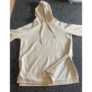Curvy Cream Pullover Hoodie Womens 4XL Fits 2X-3X Fleece Lined Kangaroo Pocket